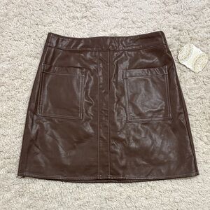 NWT S ALTAR’D STATE faux leather mini skirt with two front pockets